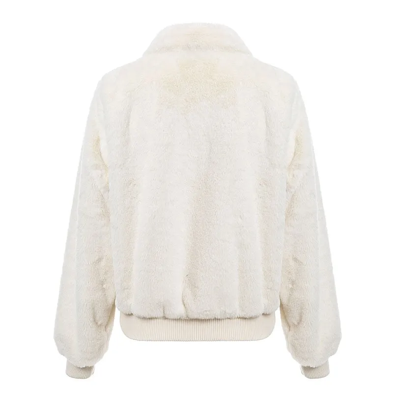 Women's Winter Furry Faux Fur Casual Bomber