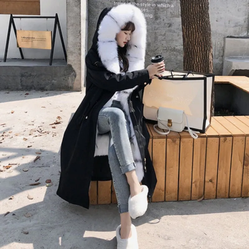 Women's Winter Hooded Long Parka With Fox Fur