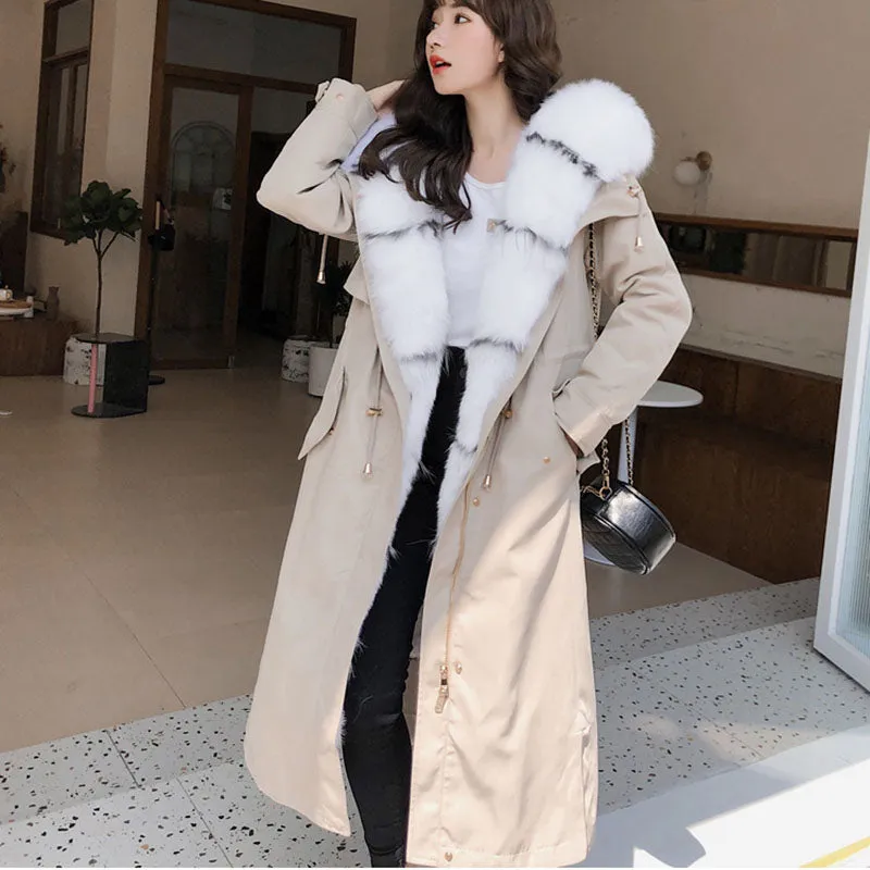 Women's Winter Hooded Long Parka With Fox Fur