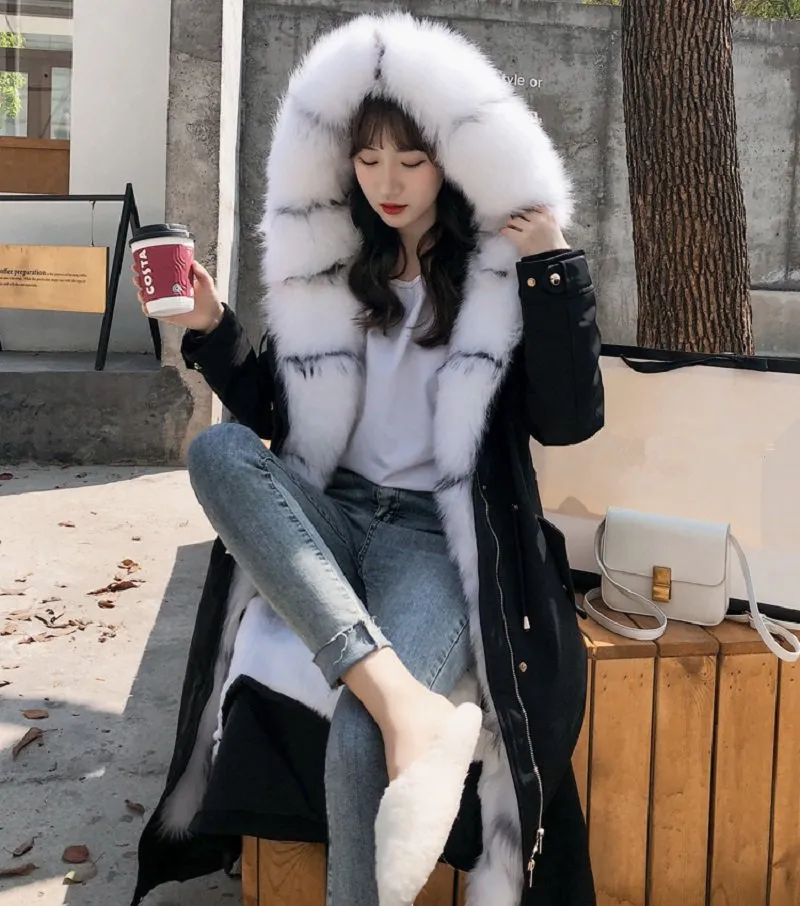 Women's Winter Hooded Long Parka With Fox Fur