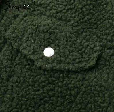 Women's Winter Long Sleeved Lambs Wool Button Jacket