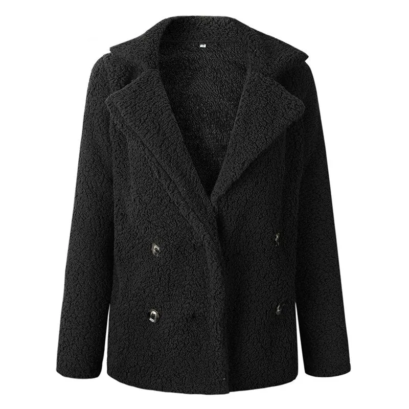 Women's Winter Soft Plush Thick Fleece Faux Fur Jacket