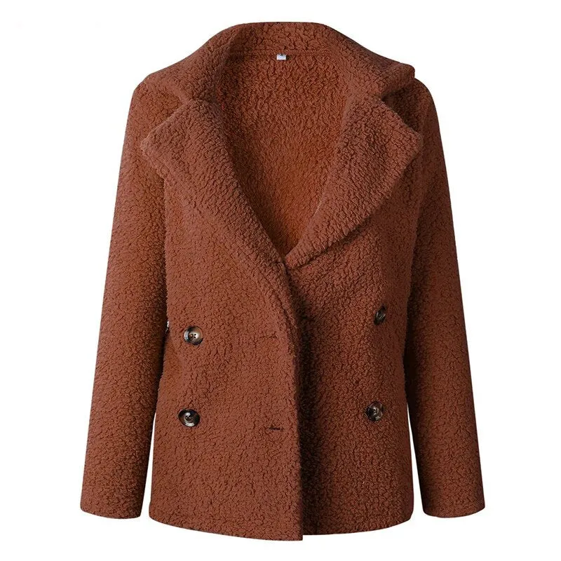 Women's Winter Soft Plush Thick Fleece Faux Fur Jacket