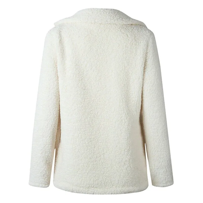 Women's Winter Soft Plush Thick Fleece Faux Fur Jacket