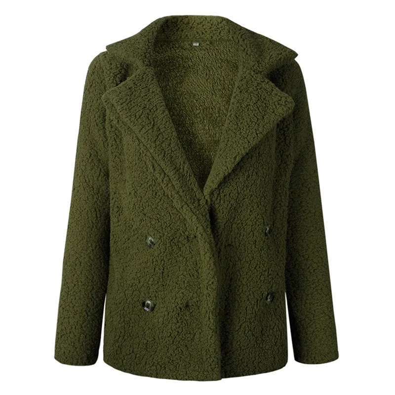 Women's Winter Soft Plush Thick Fleece Faux Fur Jacket