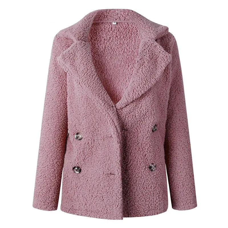 Women's Winter Soft Plush Thick Fleece Faux Fur Jacket