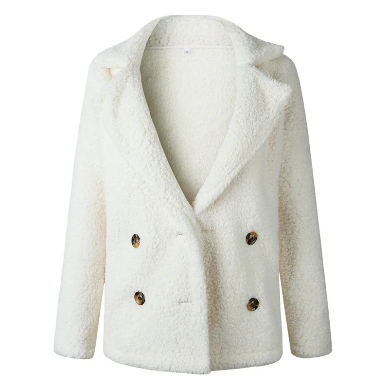 Women's Winter Soft Plush Thick Fleece Faux Fur Jacket