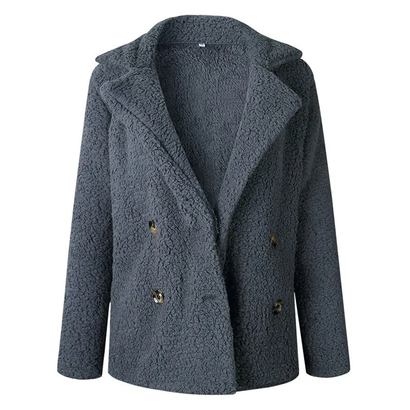 Women's Winter Soft Plush Thick Fleece Faux Fur Jacket