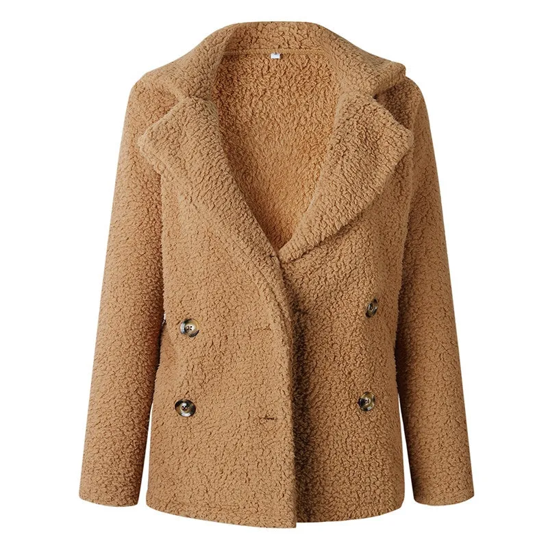 Women's Winter Soft Plush Thick Fleece Faux Fur Jacket