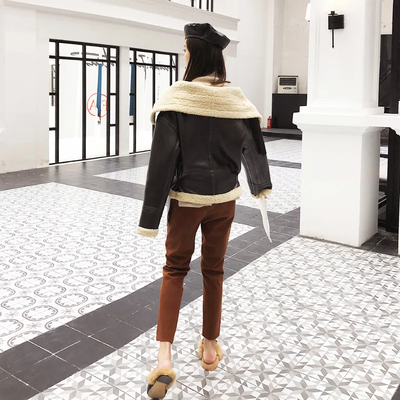 Women's Winter Warm Faux Sheepskin Short Coat With Zipper