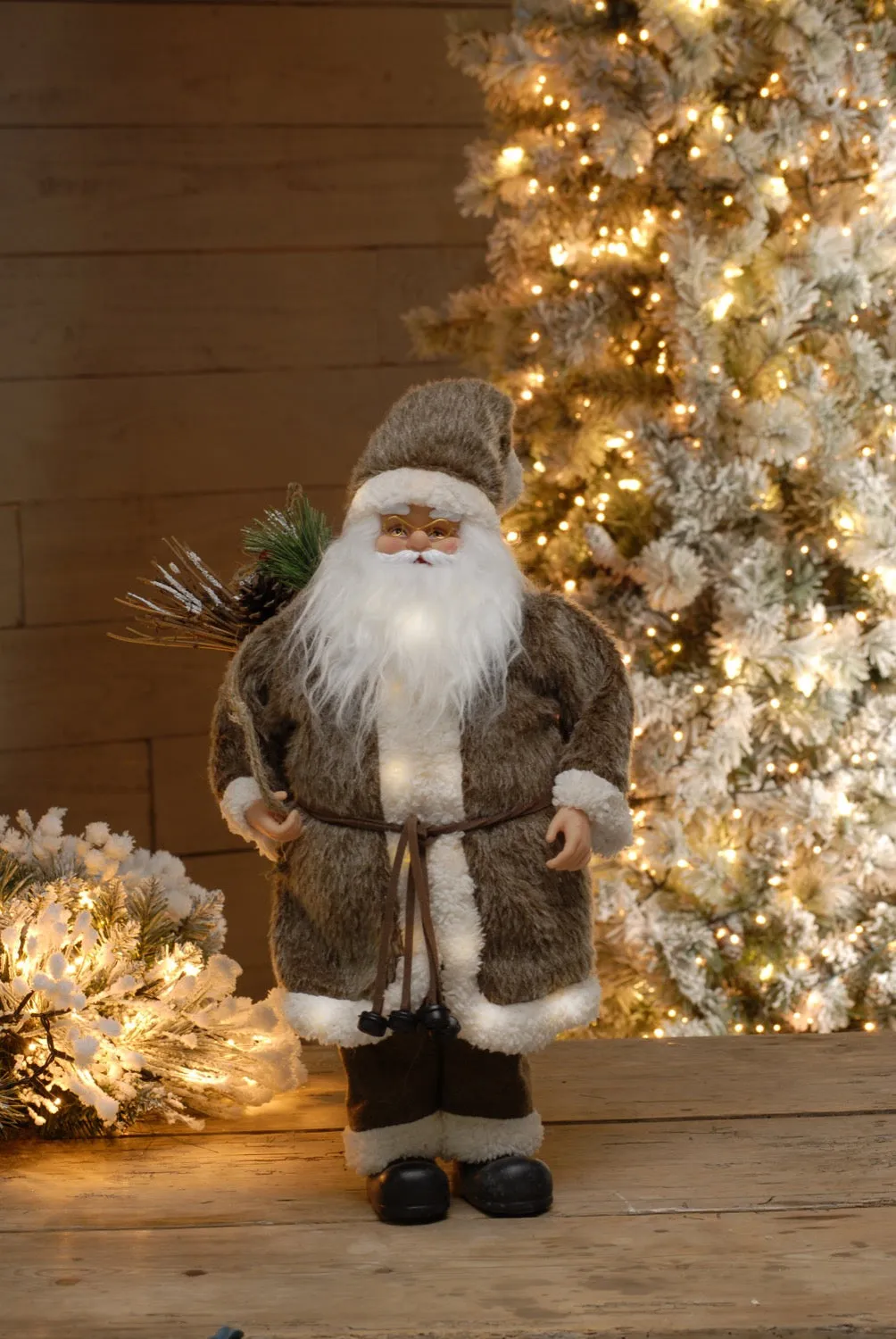 Woodland Standing Light Up Santa with Sack