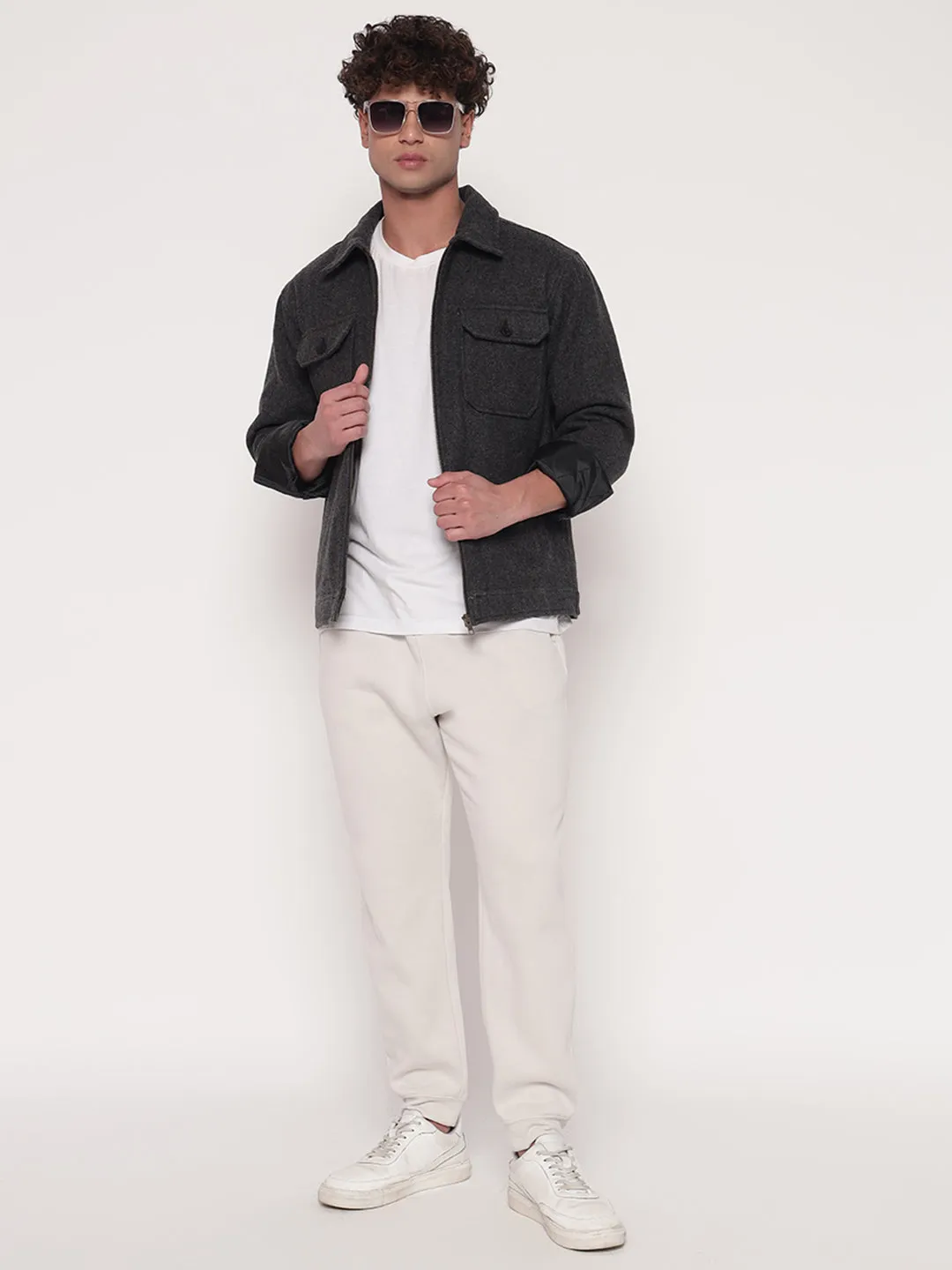 ZIPPER WOOL BLEND JACKET
